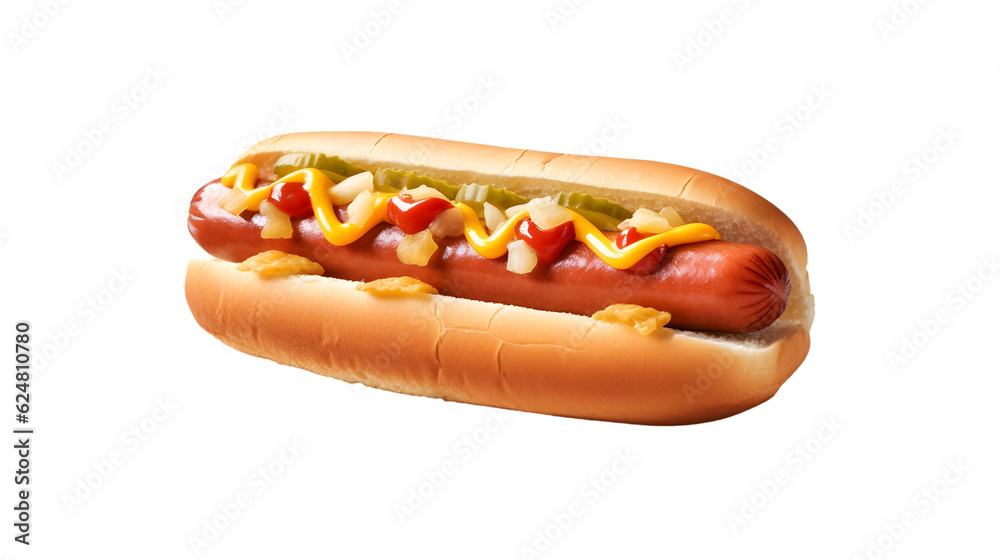 a delicious Hotdog with ketchup and mustard a delicious Hotdog with ketchup and mustard