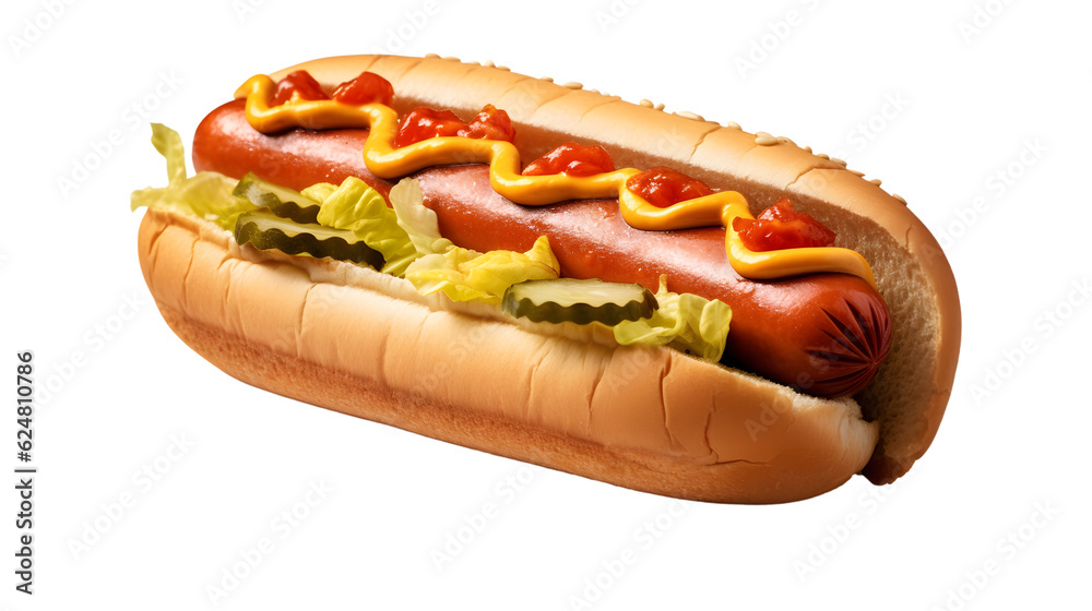 a delicious Hotdog with ketchup and mustard a delicious Hotdog with ketchup and mustard