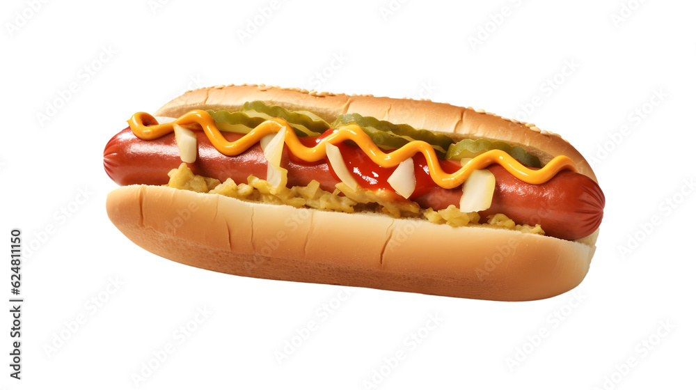 a delicious Hotdog with ketchup and mustard a delicious Hotdog with ketchup and mustard