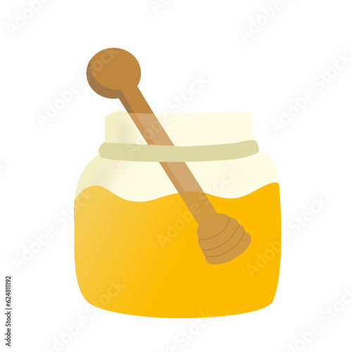 Sweat honey in the glass jar, dessert, illustration, element