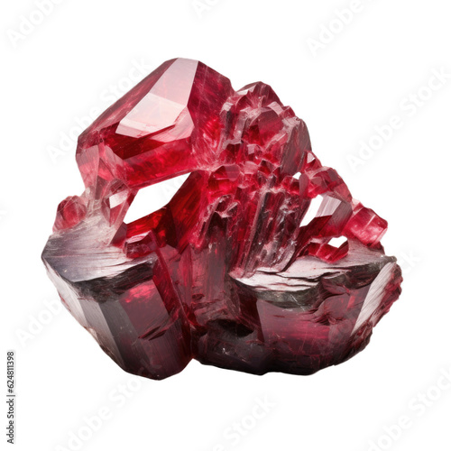 Red Spinel gem isolated on transparent background. Generative AI