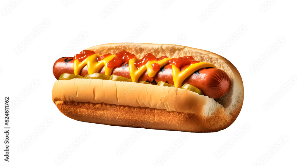 a delicious Hotdog with ketchup and mustard a delicious Hotdog with ketchup and mustard