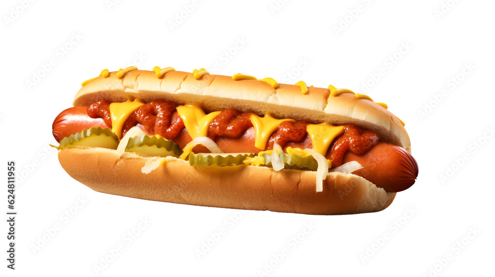 a delicious Hotdog with ketchup and mustard a delicious Hotdog with ketchup and mustard