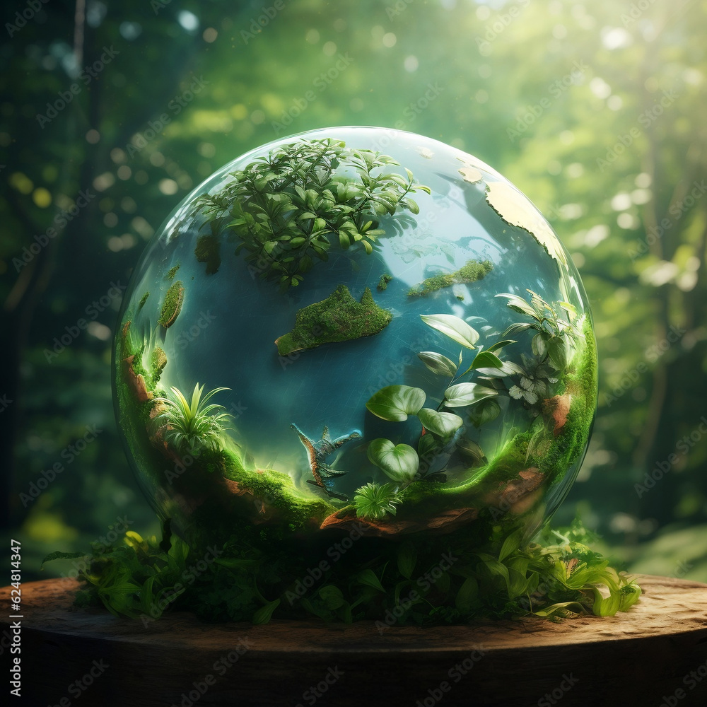 Green planet earth ecological biodiversity concept 