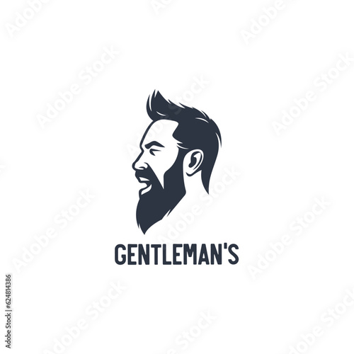 Man with beard icon logo design template. Beard man barber shop isolated vintage label badge emblem vector illustration