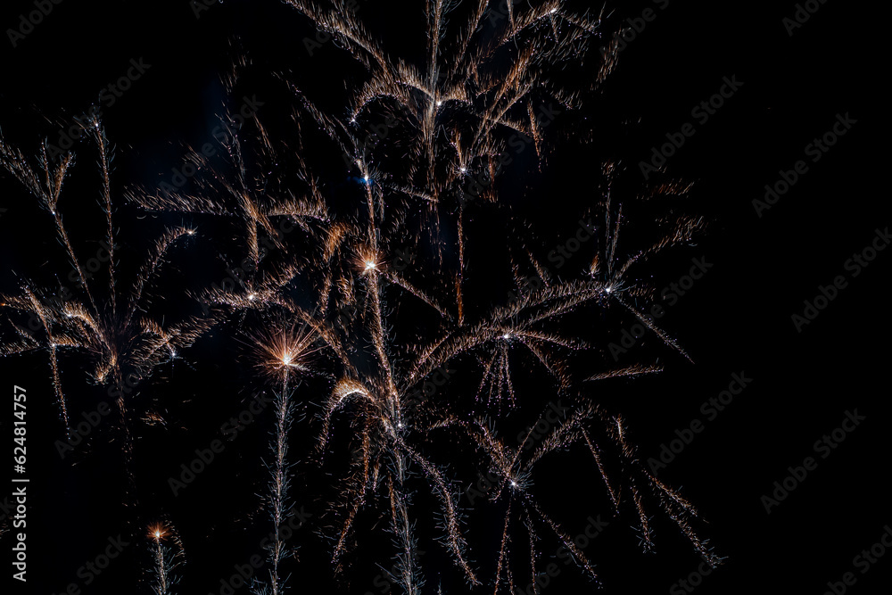 Bright fireworks on night sky Bright fireworks on night sky