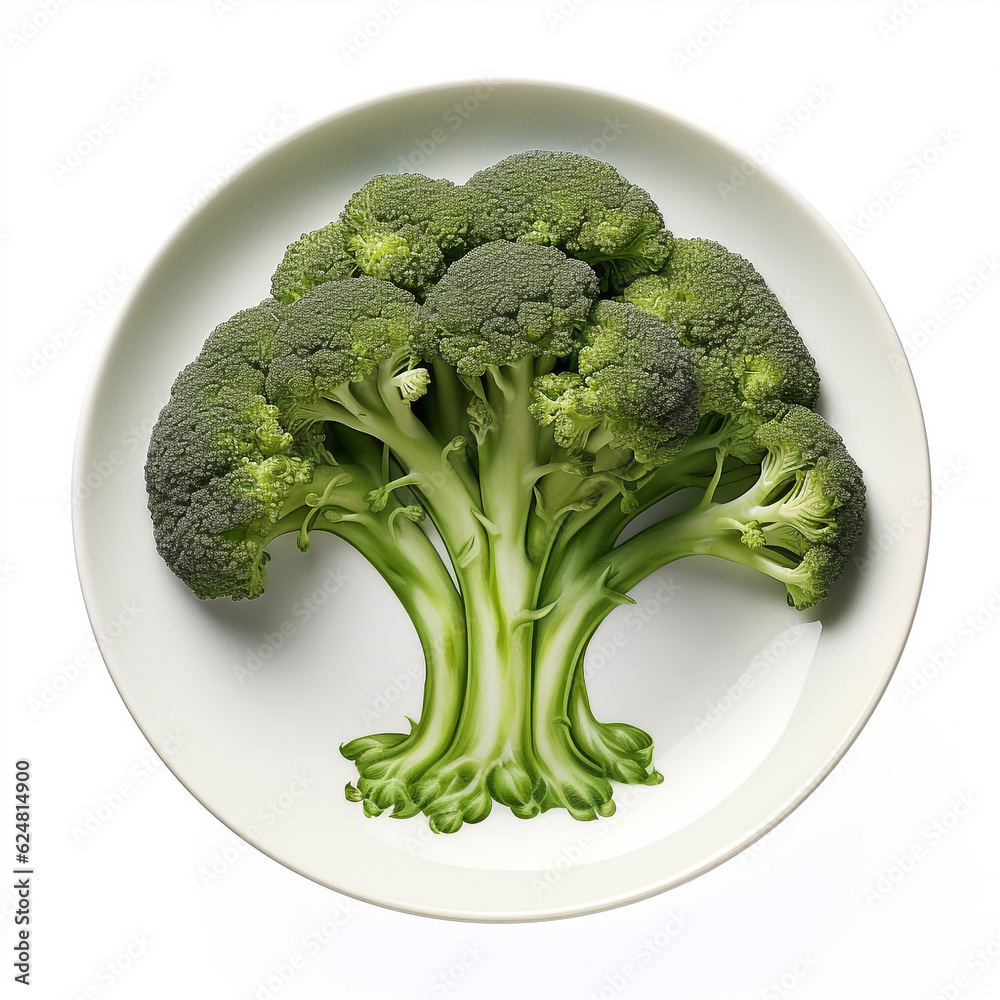 Juicy delicious broccoli lies on beautiful plate, Ai generated Juicy delicious broccoli lies on beautiful plate, Ai generated