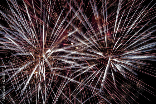 Bright fireworks on night sky