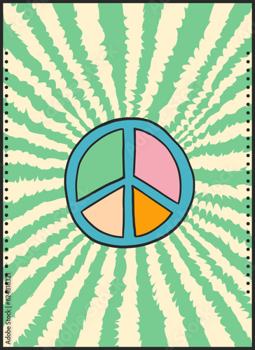 Groovy retro poster. Hippie style background. Groovy vibes. 60s and 70s style. Psychedelic funky abstract. Groovy poster template. Nostalgia for the 70s.