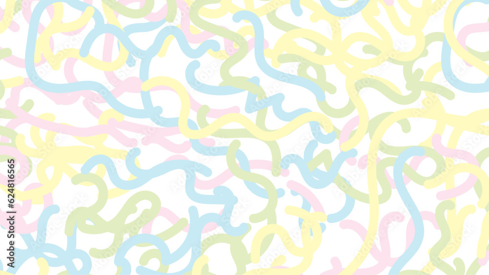 Seamless abstract pattern. Worms, lines, curves, texture . Colorful hand drawn vector stock illustration.