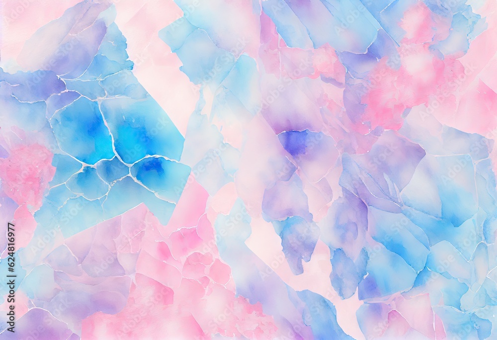 Colorful Pink And Blue Watercolor Abstract Background. Wallpaper. Valentine's Day Banner. Winter. Christmas. Generative AI
