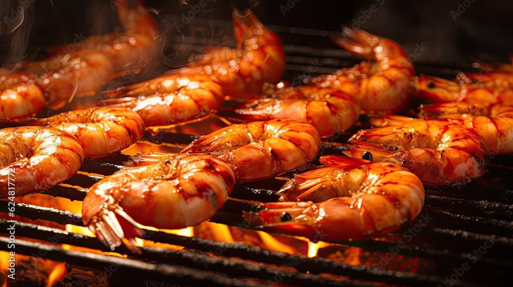 Grilled prawns on the BBQ Grilled prawns on the BBQ