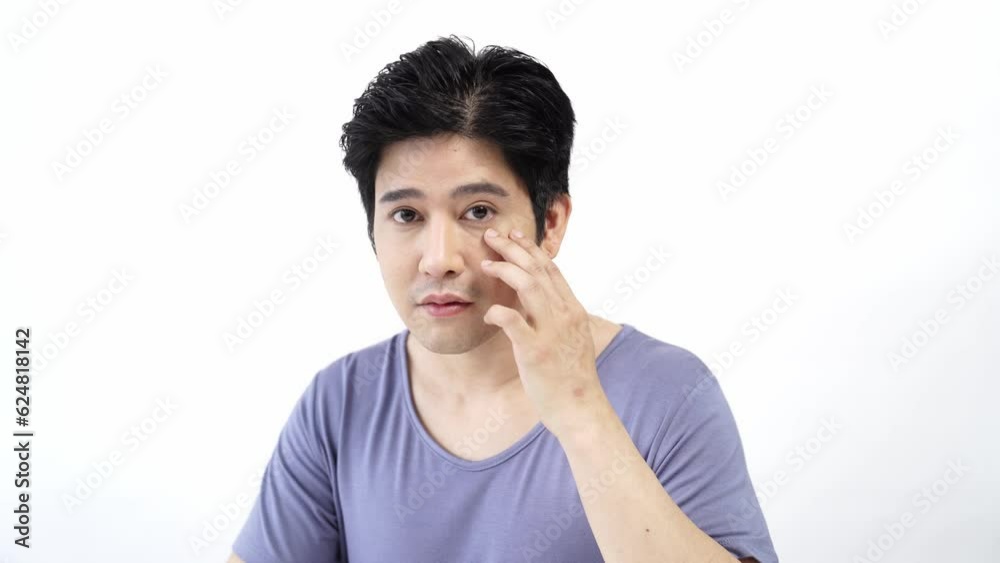 handsome young asian man on white background, Face care, Facial treatment, Cosmetology, beauty and spa, Asian men portrait.