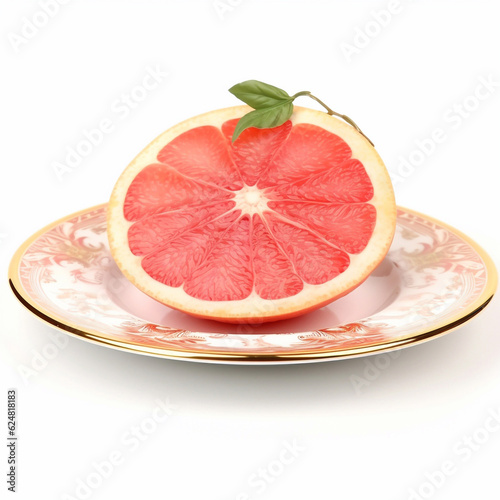 Juicy delicious grapefruit lies on beautiful plate  Ai generated