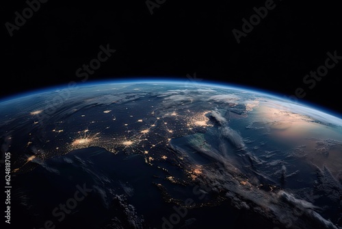 Earth in Space. Planet Globe on Black Background for Science Wallpaper