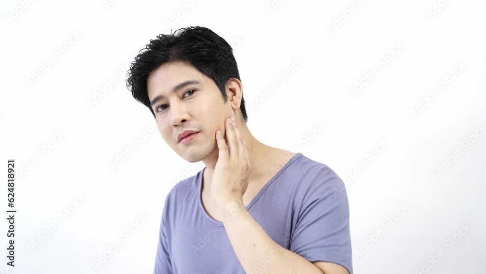handsome young asian man on white background, Face care, Facial treatment, Cosmetology, beauty and spa, Asian men portrait. handsome young asian man on white background, Face care, Facial treatment, Cosmetology, beauty and spa, Asian men portrait.
