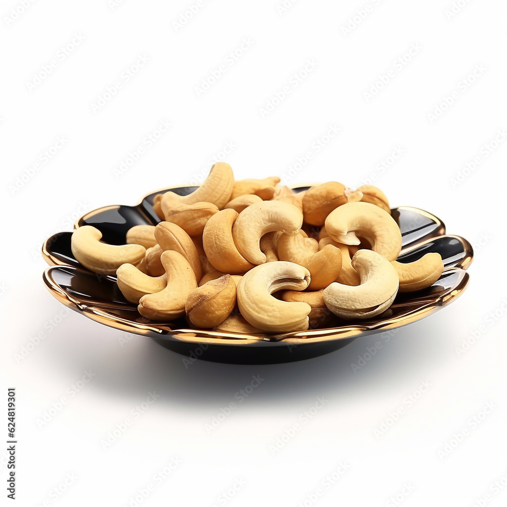 delicious nut cashew lies on beautiful plate, Ai generated