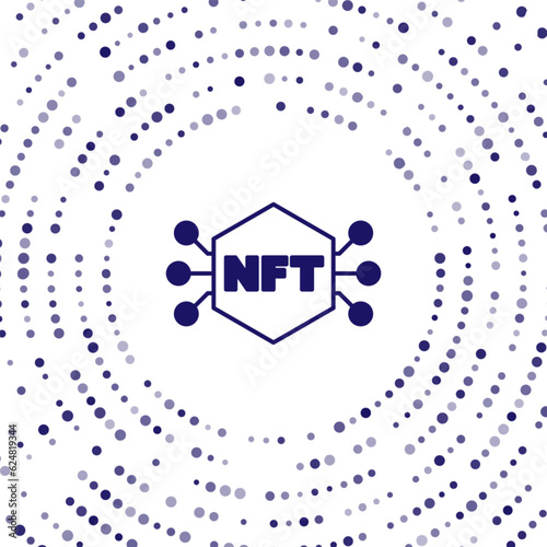 Blue NFT Digital crypto art icon isolated on white background. Non fungible token. Abstract circle random dots. Vector
