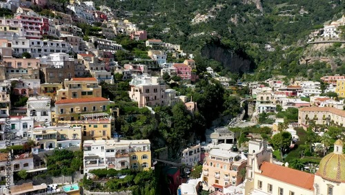 Wallpaper Mural Aerial view of Positano with comfortable beach and blue sea on Amalfi Coast in Campania, Italy. Positano village on the Amalfi Coast, Salerno, Campania. Beautiful Positano, Amalfi Coast in Campania. Torontodigital.ca