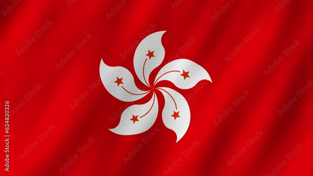 Flag of the Hongkong waving animation. looping National Hongkong flag animation background 4k