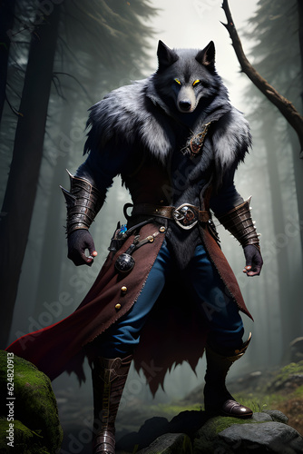 werewolf in the woods, ai generated