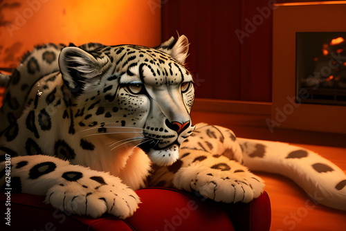 leopard in lounge, generated by ai