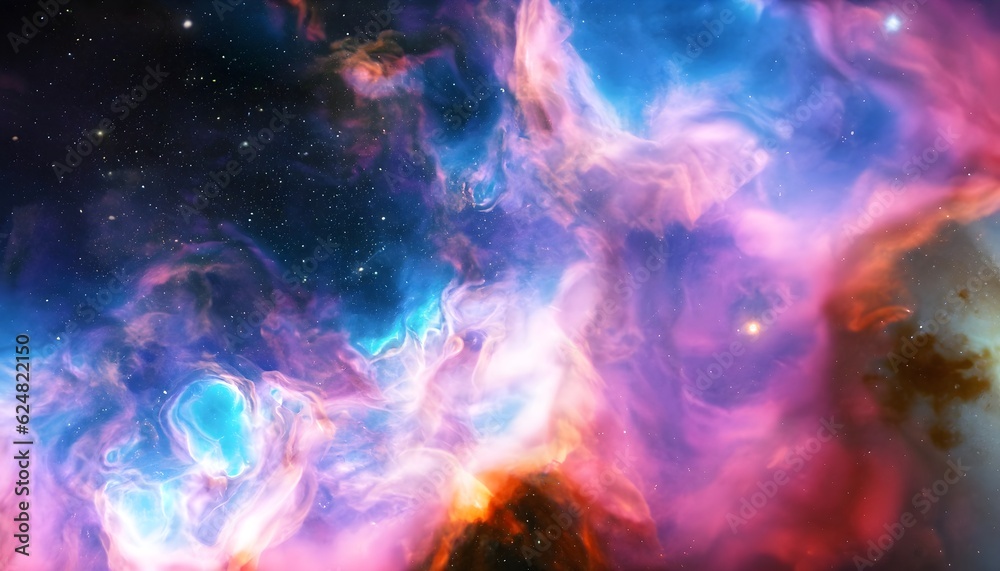 Fototapeta premium background with space, Colorful space galaxy cloud nebula. Stary night, alien, science fiction, design, AI generated