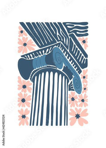 Floral and travel abstract elements. Botanical composition. Modern trendy Matisse minimal style. Floral poster, landmark. Vector arrangements for greeting card or invitation design