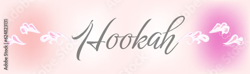 Airy design for hookah bar. Pink Light Smoke, Women s beautiful cute banner or poster, design for menu or website