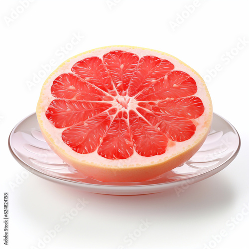 Juicy delicious pomelo lies on beautiful plate  Ai generated