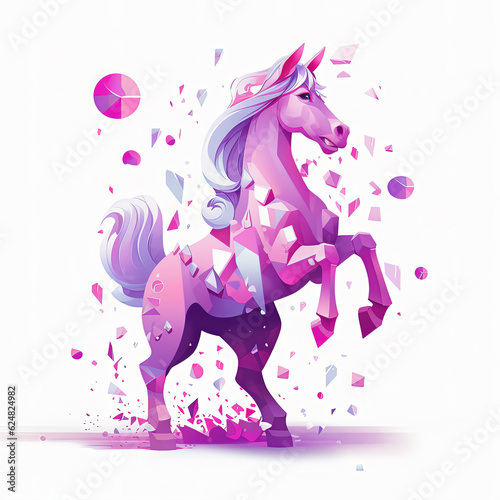 cute cartoon horse with confetti sprinkles  a low poly illustration  adorable character  mascot  concept  digital art