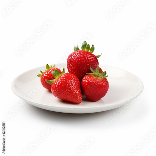 Juicy delicious strawberry lies on beautiful plate  Ai generated