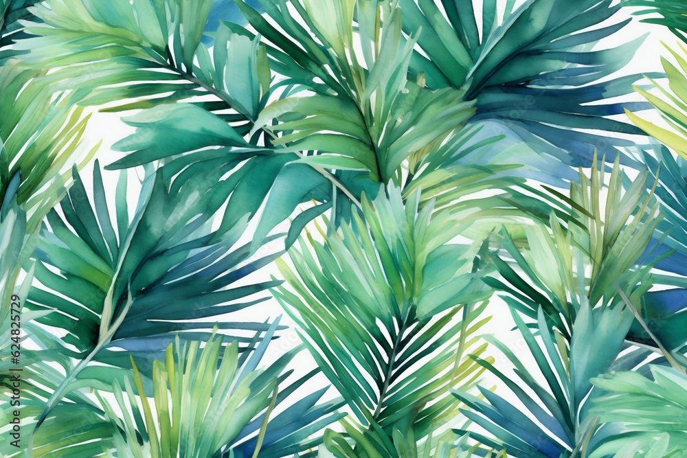 Fototapeta premium background retro summer design tropical leaf trendy jungle palm pattern seamless. Generative AI.