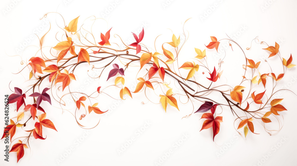 He admires the vibrant autumn colors of the tropical vines against a plain backdrop. He admires the vibrant autumn colors of the tropical vines against a plain backdrop.