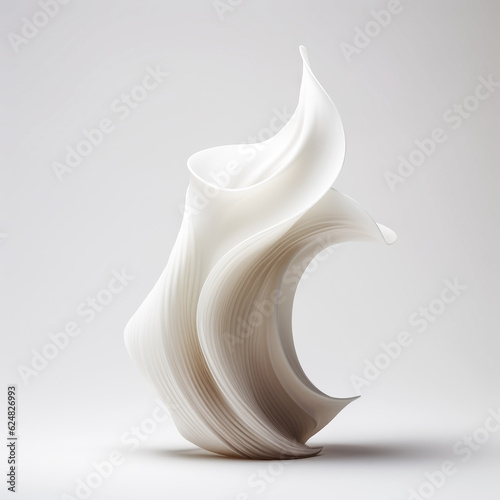 An abstract shape stands out against a white backdrop.