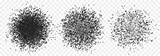 Set of exploded particles in black. Vector shatter explosion
