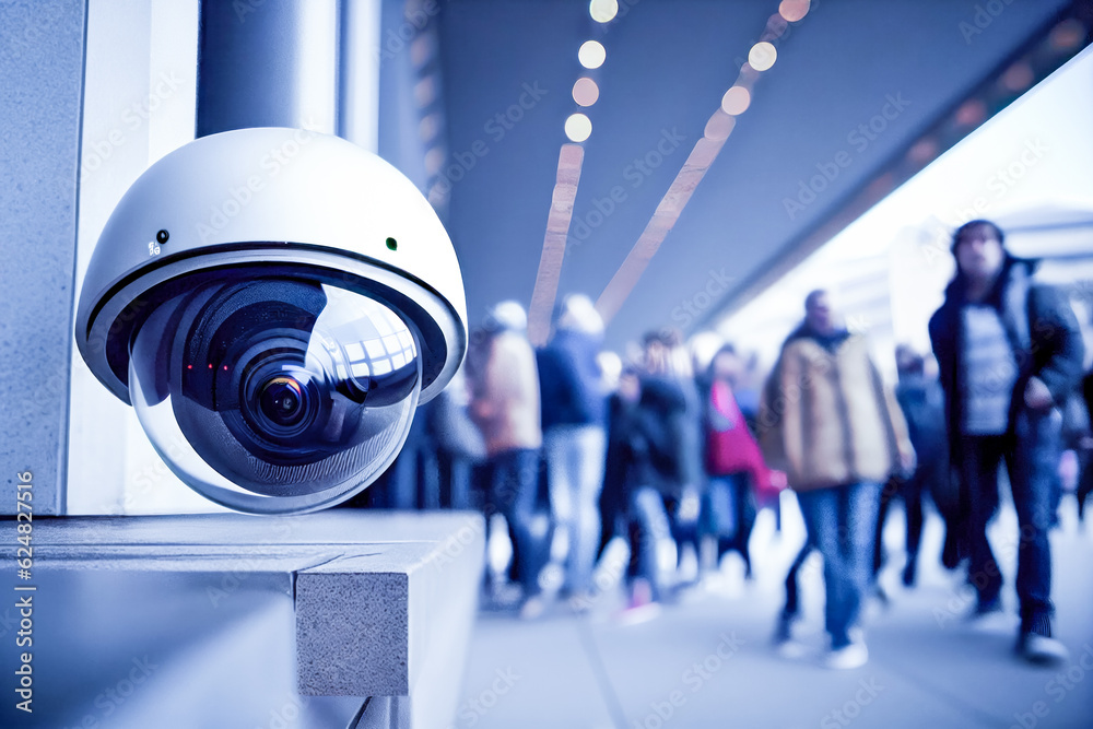 Security CCTV camera in office building.Generative AI Security CCTV camera in office building.Generative AI
