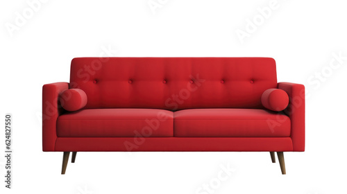 Modern red sofa isolated on a transparent background. © PhotoGranary