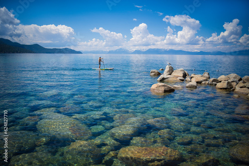 Man SUPing on Lake Tahoe