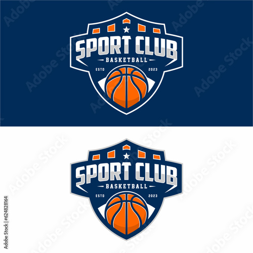 Basketball club logo, emblem, designs with ball. Sport badge vector illustration