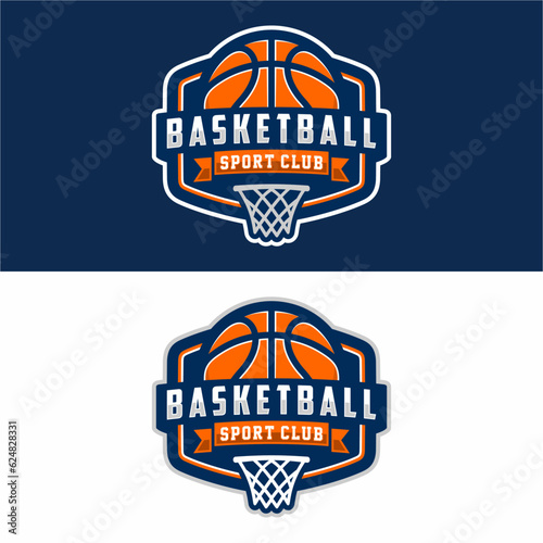 Basketball club logo, emblem, designs with ball. Sport badge vector illustration