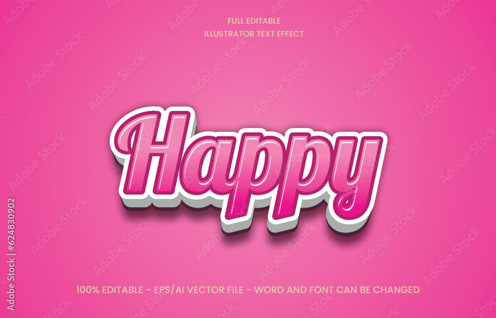 Editable 3D text effect in bold pink color Happy vector art. Eye-catching and versatile design for creative projects. Editable 3D text effect in bold pink color Happy vector art. Eye-catching and versatile design for creative projects.