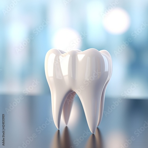 3D Tooth With Blue Background