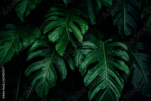 Jungle's Elegance: Green Tropical Forest Leaves Revealed