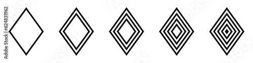 Rhombus diamond lozenge icons set.