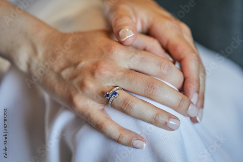 mano, anillo, novia, unión, compromiso, anillo de compromiso, macro, zoom