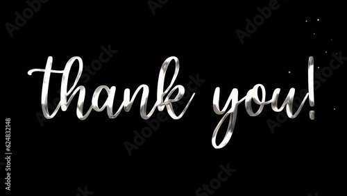 Animated Thank You with Silver Lettering On Transparent Background. Suitable for Celebrations, Wishes, Events, Messages, holidays, and festivals.
