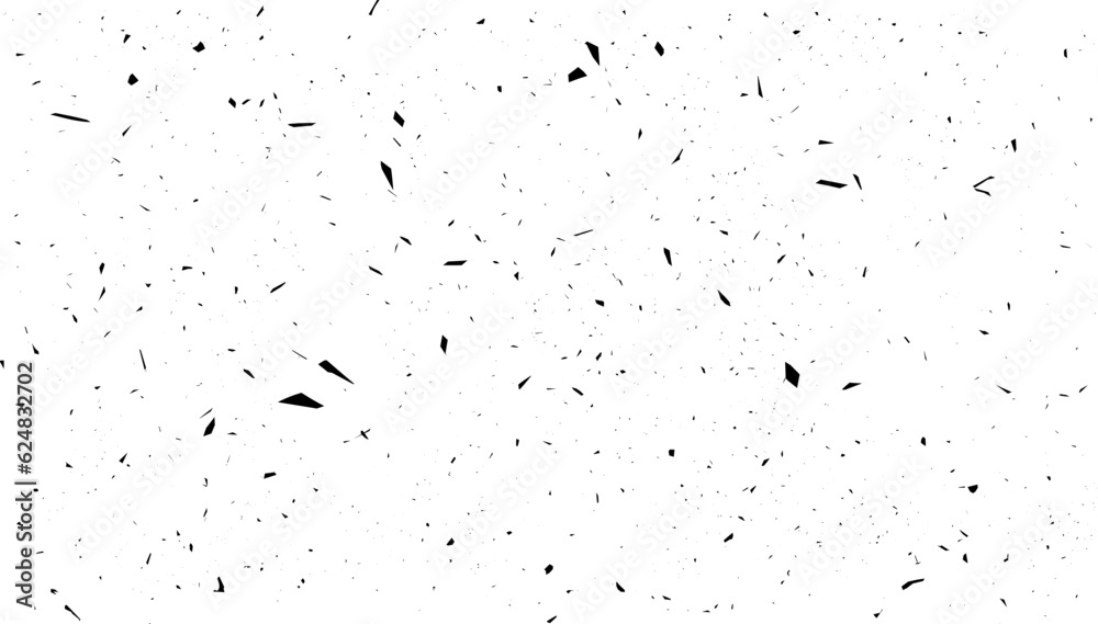vector texture of coal, ink and watercolor splashes, sand, noise, grunge black sand grains and particles of different sizes on a white background