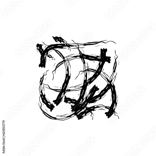 Hand drawn scribbles vector. Doodle, ink brush shapes, random chaotic lines. Charcoal pencil curly lines and squiggles, wide strokes. Black pencil sketches, drawings. Scrawl elements isolated on white