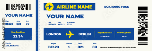 Fototapeta Blue low cost airline boarding pass template